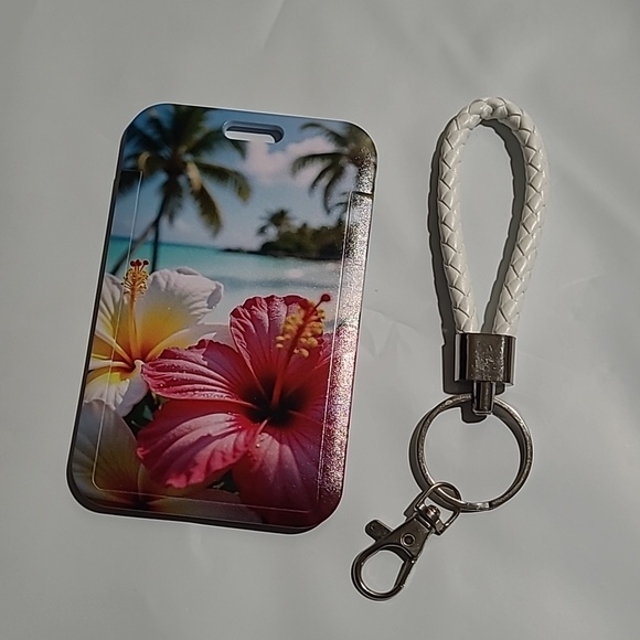 The Unbranded Brand Other - Floral Hibiscus Sunset I.D Photo Card Holder